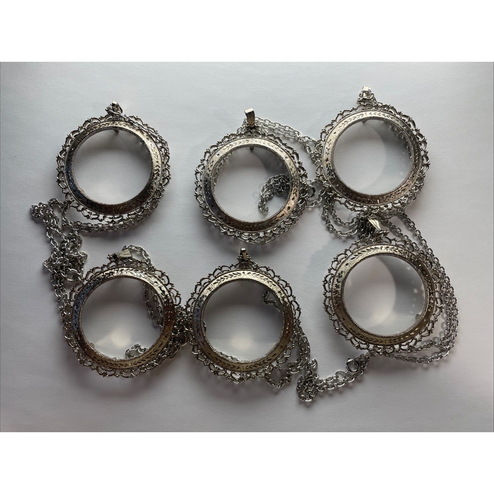 6 Silver Necklace Frames For Jewelry Making